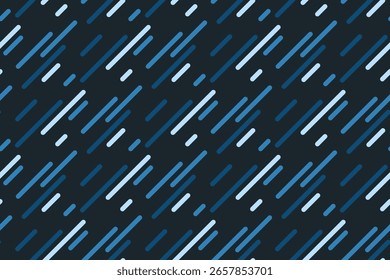 Abstract seamless pattern with diagonal lines in shades of blue on a dark background.  Perfect for website backgrounds, presentations, or textile design. Evokes speed, technology, and movement.