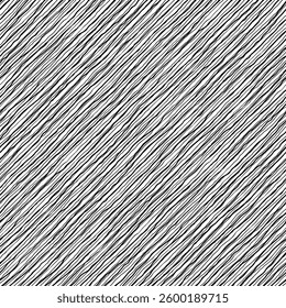 Abstract seamless pattern with diagonal stripes - hand drawn black and white vector illustration.