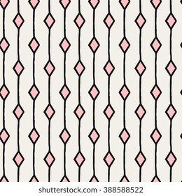 Abstract seamless pattern with diamond shapes in pastel pink.