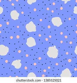 Abstract seamless pattern with different Dots. Vector background with Ink Brush strokes. - Vector seamless texture