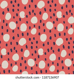 Abstract seamless pattern with different elements. Chaotic vector texture with ink shapes.