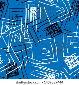 Abstract seamless pattern of different lines. Striped background, hand drawing. For textiles, packaging, fabric, wallpaper