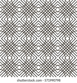 Abstract seamless pattern of different lines, which form geometric shapes. Background for business cards, websites, design of furniture and interior design. Vector illustration.