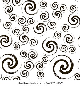 Abstract seamless pattern with different spiral. Geometry random gure ornament for fabric, cards, backgrounds. Vector illustration