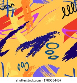 Resumen de un patrón impecable. Arte de mano alzada digital, textura gruesa. Elementos decorativos, pinceladas de pincel adorno para volante, afiche, cubierta, estampado textil. Fondo artístico vectorial. 