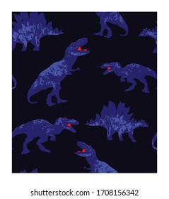 Abstract seamless pattern with dinosaur. Grunge modern background for boys and girls, For prints, T-shirts, textiles,fabric, web. Urban dark wallpaper.