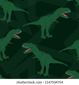 Abstract seamless pattern with dinosaur rex.Grunge modern background for boys and girls,  For prints, T-shirts, textiles,fabric, web. Urban dark wallpaper.