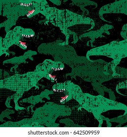 Abstract seamless pattern with dinosaur rex.Grunge modern background for boys and girls,  For prints, T-shirts, textiles,fabric, web. Urban dark wallpaper.