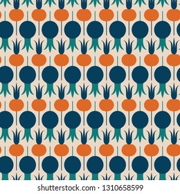 Abstract seamless pattern with dog rose berries, flowers and leaves. Design for paper, textile, fabric, print.