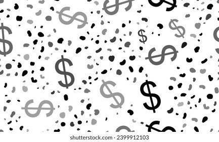 Abstract seamless pattern with dollar symbols. Creative leopard backdrop. Vector illustration on white background