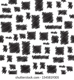 abstract seamless pattern doodle black line isolated on white background. vector illustrations
