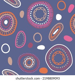 abstract seamless pattern with doodle circles and ornament