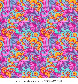 Abstract seamless pattern in doodle style. Vector illustration 
