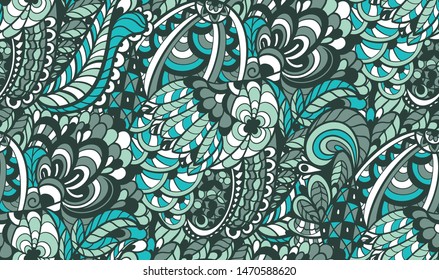 Abstract seamless pattern in doodle style. Vector illustration 