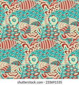 Abstract seamless pattern in doodle style. Vector illustration 