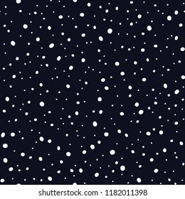 Abstract seamless pattern with dots. The falling snow background in night