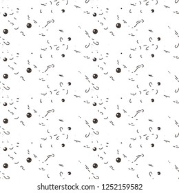 Abstract seamless pattern with dots, lines and emoji. Nice for prints, cards, designs and coloring books. Vector illustration