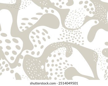 Abstract seamless pattern with dots and loopy blots. Surface pattern fill irregular spots. Hand drawn stylish abstract print. Creative contemporary template for design