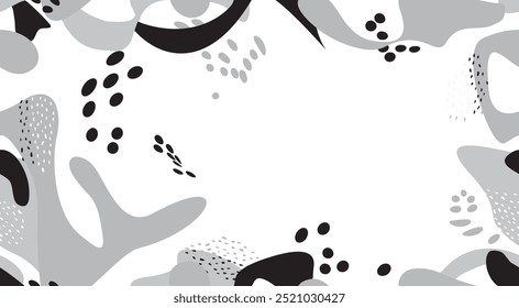 Abstract seamless pattern with dots and loopy blots. Surface pattern fill irregular spots. Hand drawn stylish abstract print. Creative contemporary template for design