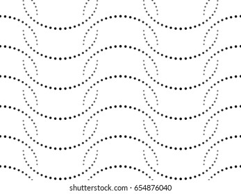 Abstract seamless pattern of dots and semitones. Wavy smooth change of parameters.