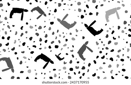 Patrón sin fisuras abstracto con símbolos de taladro. Fondo de leopardo creativo. Ilustración vectorial sobre fondo blanco