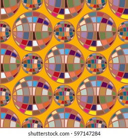 Abstract seamless pattern with Earth globes. Tile Pattern for Your Web Design. Colorful abstract seamless background with Earth globe