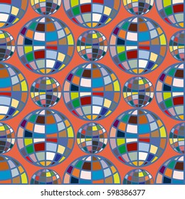 Abstract seamless pattern with Earth globes. Tile Pattern for Your Web Design. Colorful abstract seamless background with Earth globe