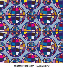 Abstract seamless pattern with Earth globes. Tile Pattern for Your Web Design. Colorful abstract seamless background with Earth globe