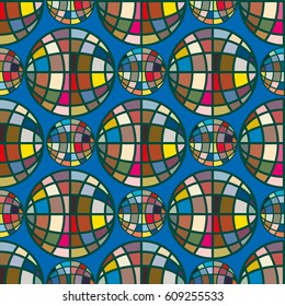 Abstract seamless pattern with Earth globes. Tile Pattern for Your Web Design. Colorful abstract seamless background with Earth globe