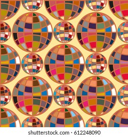 Abstract seamless pattern with Earth globes. Tile Pattern for Your Web Design. Colorful abstract seamless background with Earth globe
