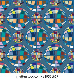 Abstract seamless pattern with Earth globes. Tile Pattern for Your Web Design. Colorful abstract seamless background with Earth globe