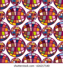 Abstract seamless pattern with Earth globes. Tile Pattern for Your Web Design. Colorful abstract seamless background with Earth globe