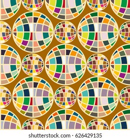 Abstract seamless pattern with Earth globes. Tile Pattern for Your Web Design. Colorful abstract seamless background with Earth globe