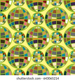 Abstract seamless pattern with Earth globes. Tile Pattern for Your Web Design. Colorful abstract seamless background with Earth globe