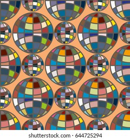 Abstract seamless pattern with Earth globes. Tile Pattern for Your Web Design. Colorful abstract seamless background with Earth globe
