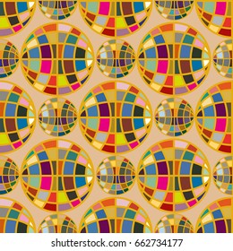 Abstract seamless pattern with Earth globes. Tile Pattern for Your Web Design. Colorful abstract seamless background with Earth globe