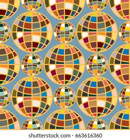 Abstract seamless pattern with Earth globes. Tile Pattern for Your Web Design. Colorful abstract seamless background with Earth globe