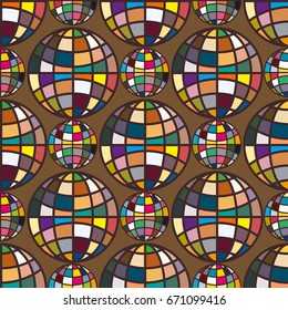 Abstract seamless pattern with Earth globes. Tile Pattern for Your Web Design. Colorful abstract seamless background with Earth globe