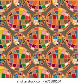 Abstract seamless pattern with Earth globes. Tile Pattern for Your Web Design. Colorful abstract seamless background with Earth globe