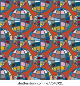 Abstract seamless pattern with Earth globes. Tile Pattern for Your Web Design. Colorful abstract seamless background with Earth globe