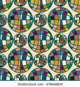 Abstract seamless pattern with Earth globes. Tile Pattern for Your Web Design. Colorful abstract seamless background with Earth globe