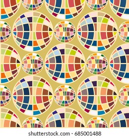 Abstract seamless pattern with Earth globes. Tile Pattern for Your Web Design. Colorful abstract seamless background with Earth globe