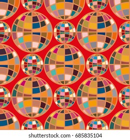 Abstract seamless pattern with Earth globes. Tile Pattern for Your Web Design. Colorful abstract seamless background with Earth globe