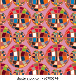 Abstract seamless pattern with Earth globes. Tile Pattern for Your Web Design. Colorful abstract seamless background with Earth globe