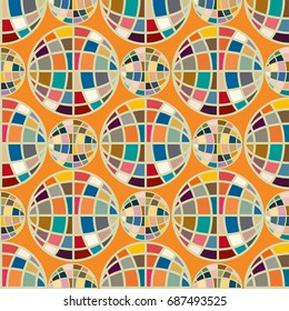 Abstract seamless pattern with Earth globes. Tile Pattern for Your Web Design. Colorful abstract seamless background with Earth globe