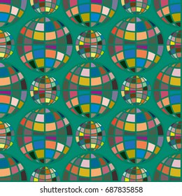 Abstract seamless pattern with Earth globes. Tile Pattern for Your Web Design. Colorful abstract seamless background with Earth globe