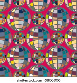Abstract seamless pattern with Earth globes. Tile Pattern for Your Web Design. Colorful abstract seamless background with Earth globe