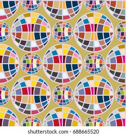 Abstract seamless pattern with Earth globes. Tile Pattern for Your Web Design. Colorful abstract seamless background with Earth globe