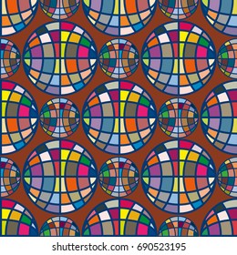 Abstract seamless pattern with Earth globes. Tile Pattern for Your Web Design. Colorful abstract seamless background with Earth globe