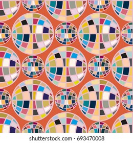 Abstract seamless pattern with Earth globes. Tile Pattern for Your Web Design. Colorful abstract seamless background with Earth globe